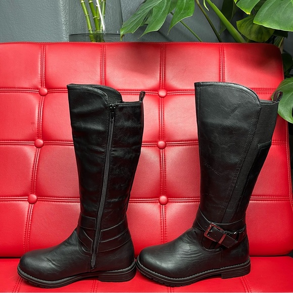 G.C. Shoes Shoes Gc Aston Black Faux Leather Step Shaft Buckle